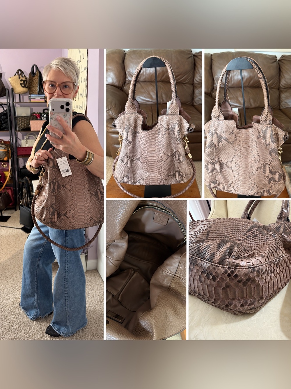 Rare Gucci Sukey Genuine Python Europe Exclusive Tote